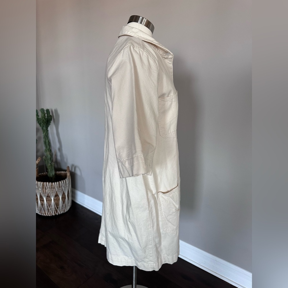 Everlane Shirt Dress Canvas Cargo Chore Patch Pocket Organic Cotton Ivory W's 14 - Picture 10 of 16